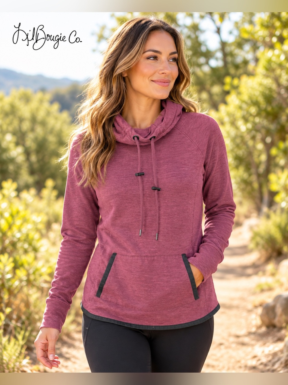 Athleta Women’s Small Mauve Heathered Cowl Neck Hoodie Thumbhole Pullover